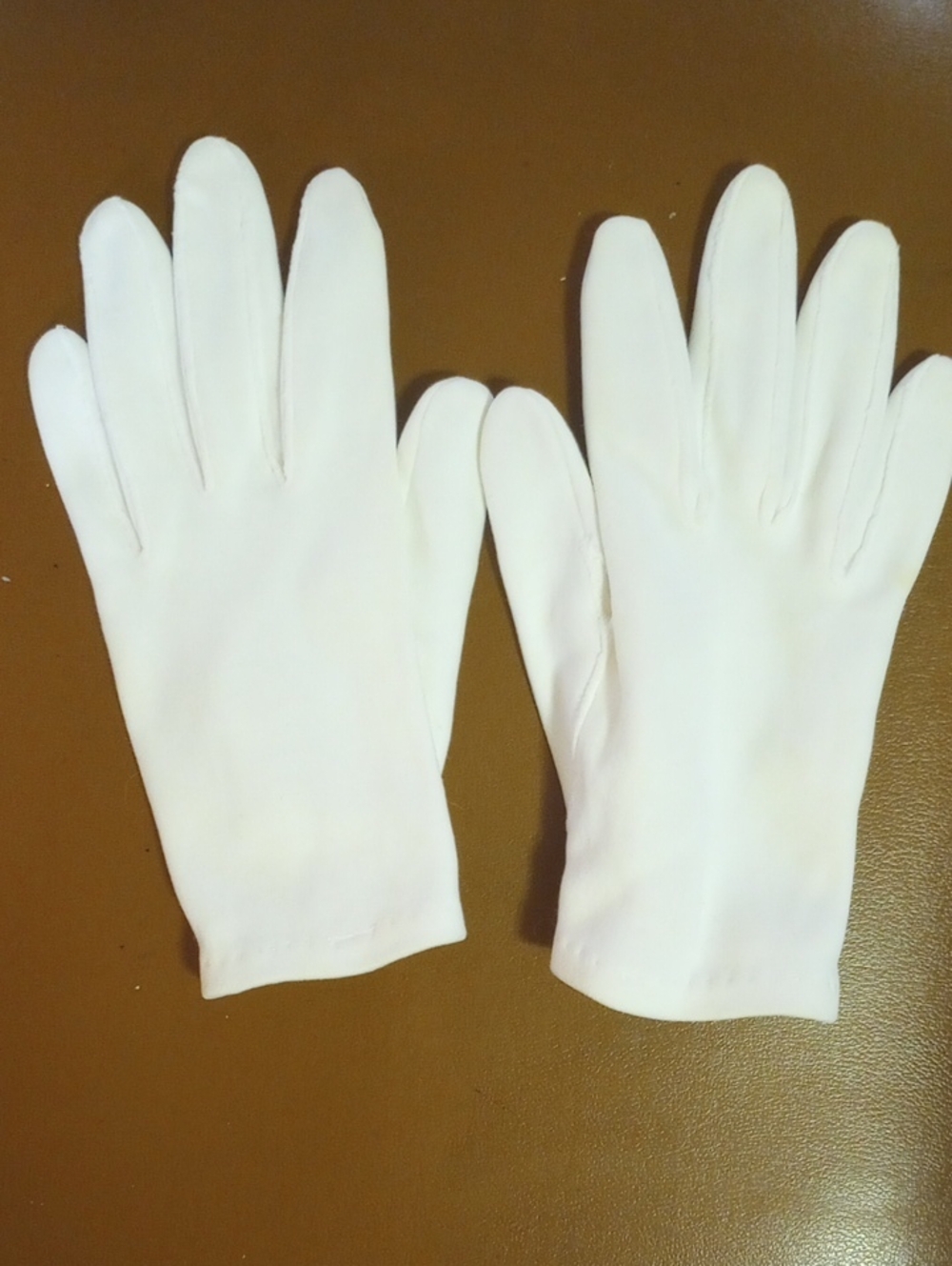 Classic Vintage White Cotton Formal Prom Dress Gloves w/ Faux Pearl Buttons
